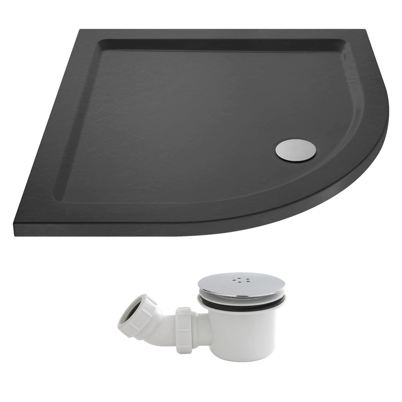 Slate Effect Stone Resin Quadrant Shower Tray & Waste 700 x 700mm