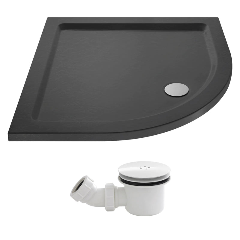 Slate Effect Stone Resin Quadrant Shower Tray & Waste 900 x 900mm