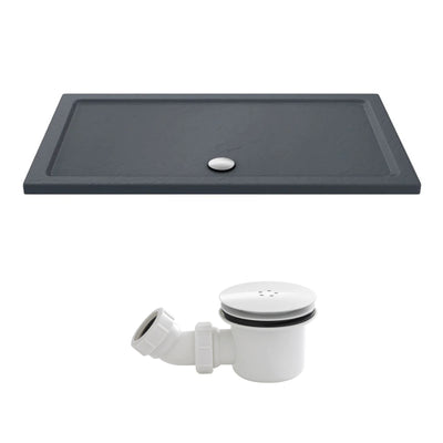 Slate Effect Stone Resin Rectangular Shower Tray & Waste 1400 x 700mm