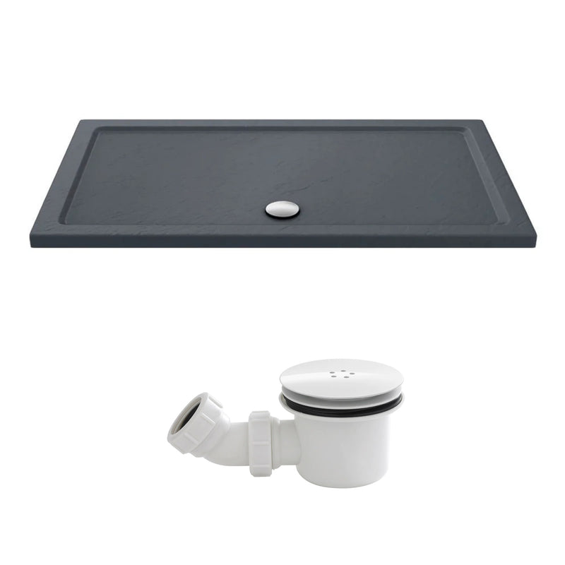 Slate Effect Stone Resin Rectangular Shower Tray & Waste 1400 x 760mm