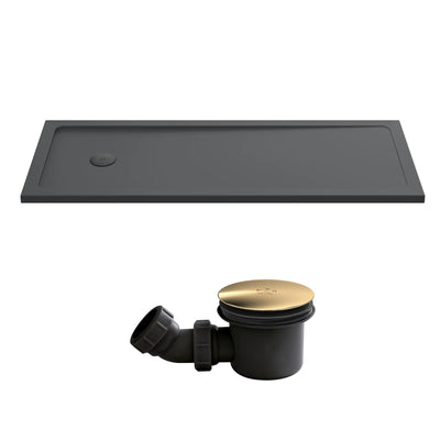 Slate Effect Stone Resin Rectangular Shower Tray 1700 x 700mm With End Waste