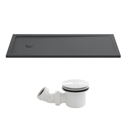 Slate Effect Stone Resin Rectangular Shower Tray 1700 x 700mm With End Waste