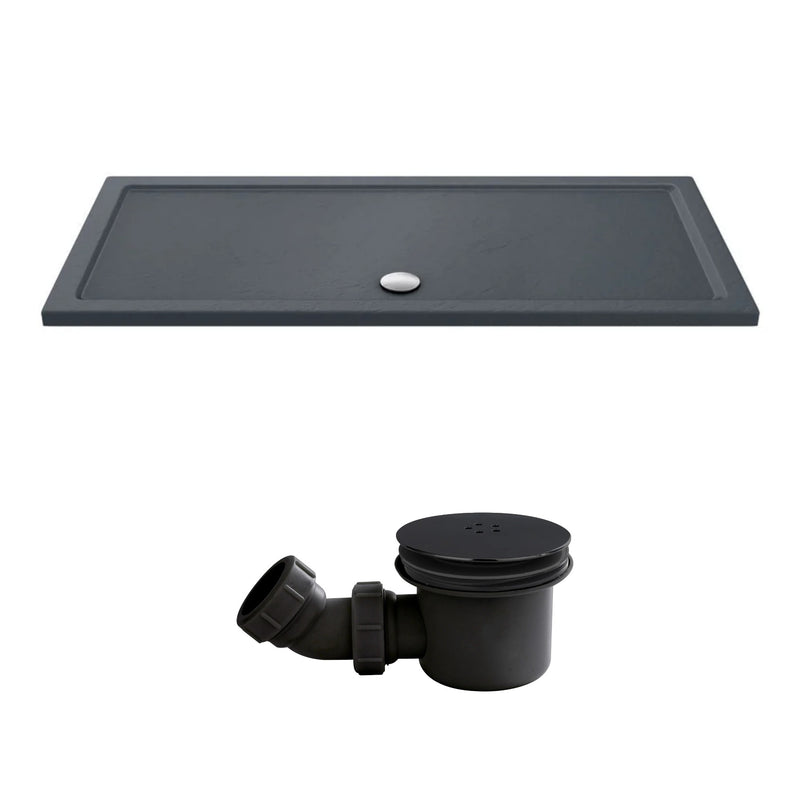 Slate Effect Stone Resin Rectangular Shower Tray & Waste 1800 x 800mm