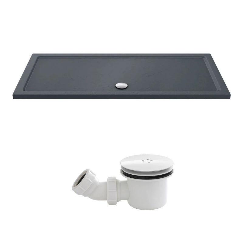 Slate Effect Stone Resin Rectangular Shower Tray & Waste 1800 x 800mm