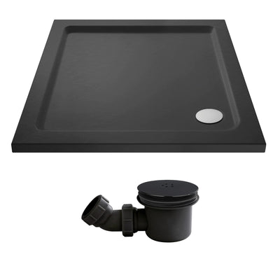 Slate Effect Stone Resin Square Shower Tray & Waste 900 x 900mm