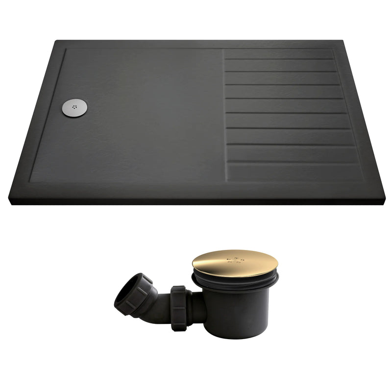 Slate Effect Walk In Shower Tray & Waste 1400 x 800mm