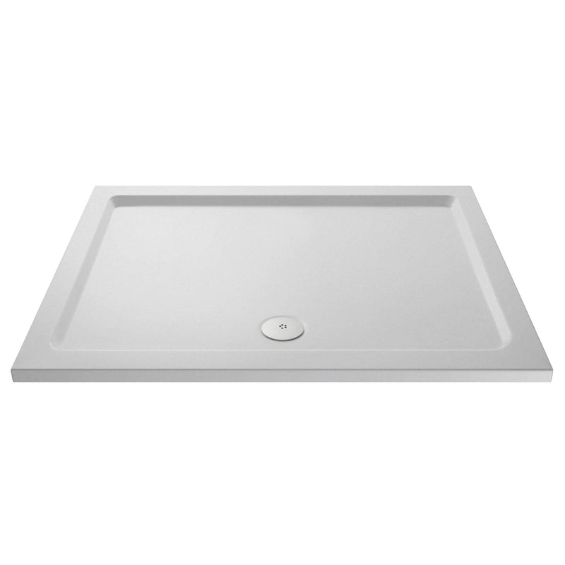 Slip Resistant Matt White Stone Resin Shower Tray With Centre  Waste