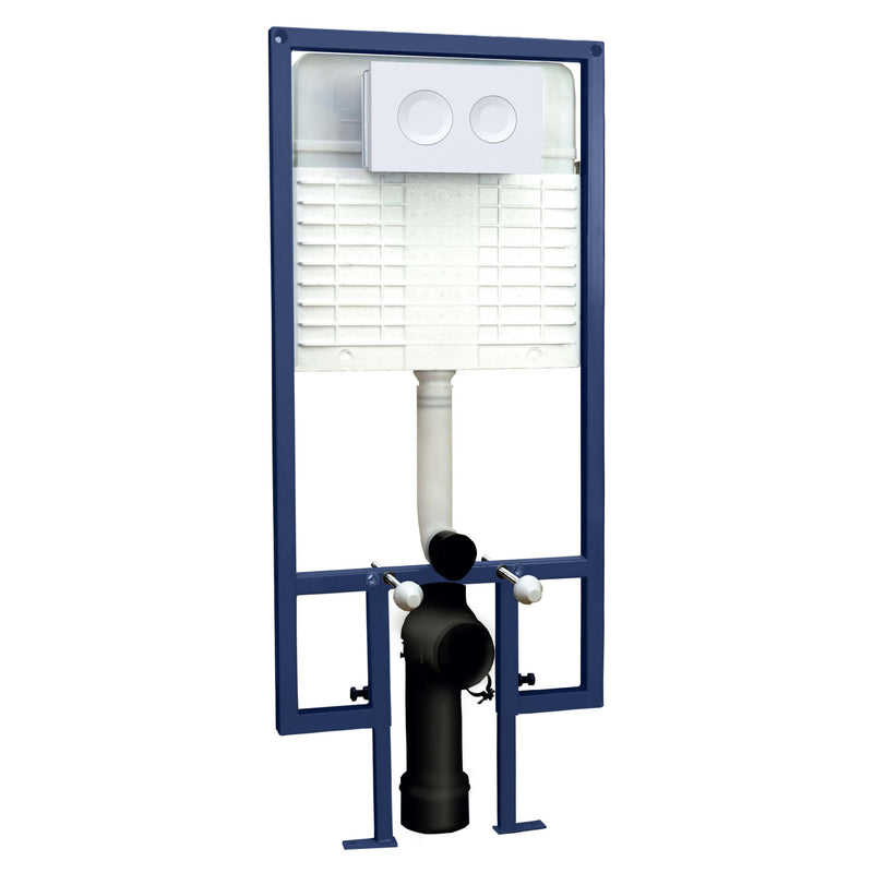 Standard Height Wall Hung WC Frame With Round Flush Plate - White