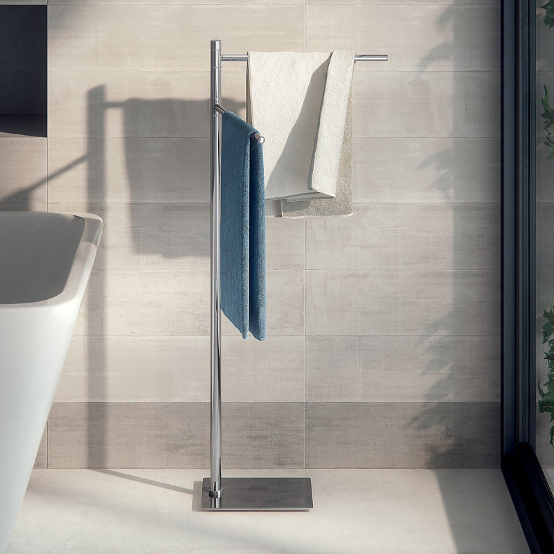 Origins Living Trilly Towel Stand With 2 Swivel Arms - Chrome
