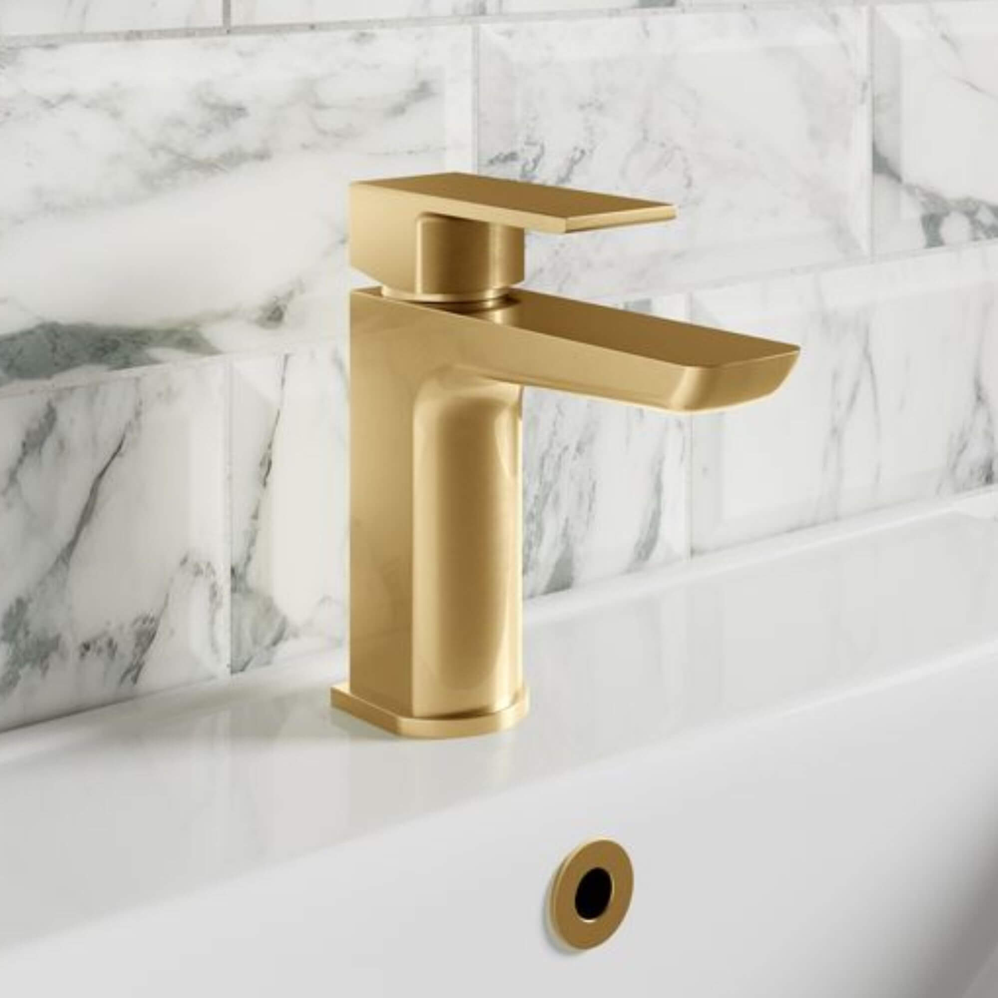 Receiver Basin Vector Vector Basin Mixer With Waste - Brushed Brass – BathLab