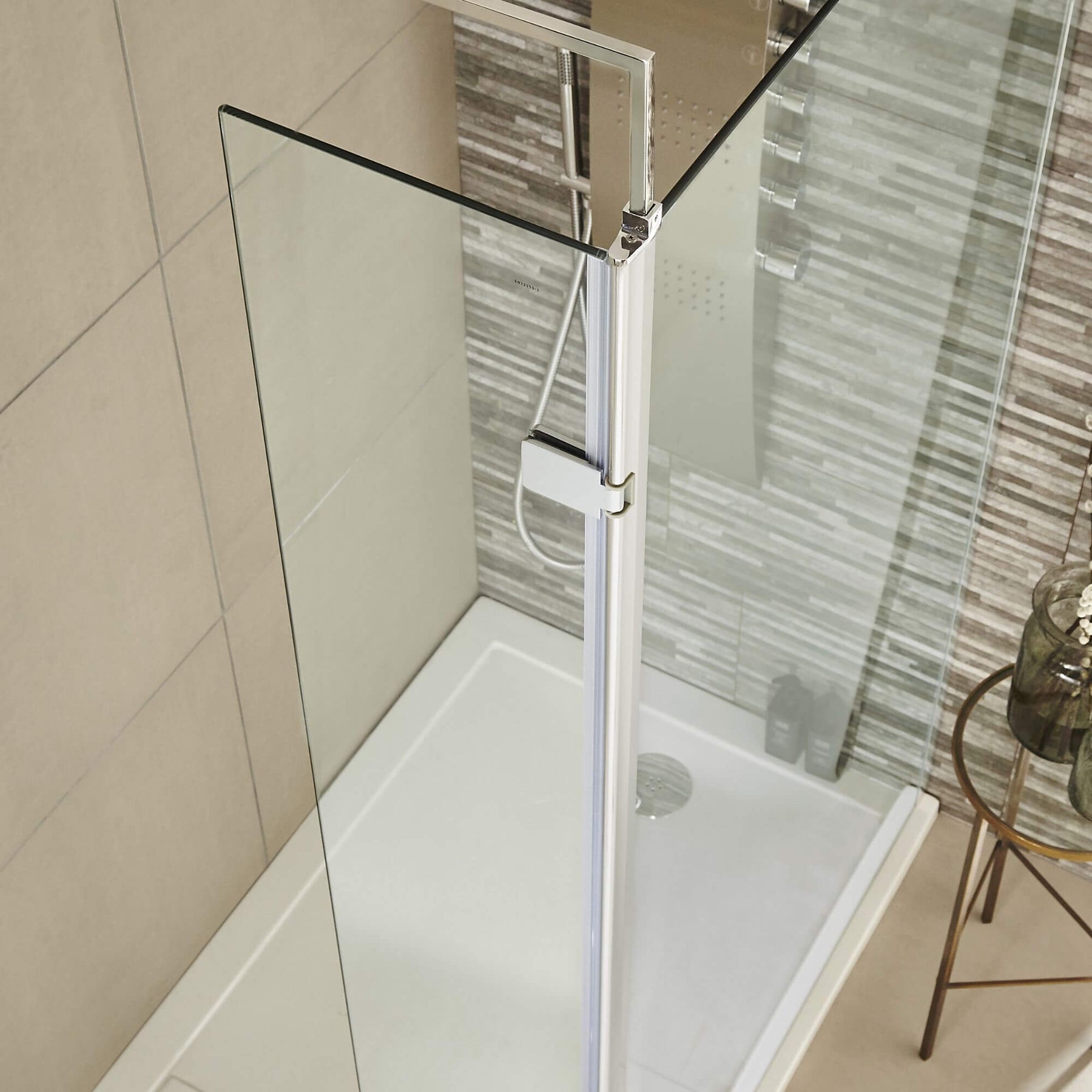Vista 8mm Chrome 1950mm Walk-In Shower Screen with Slate Effect Walk I ...