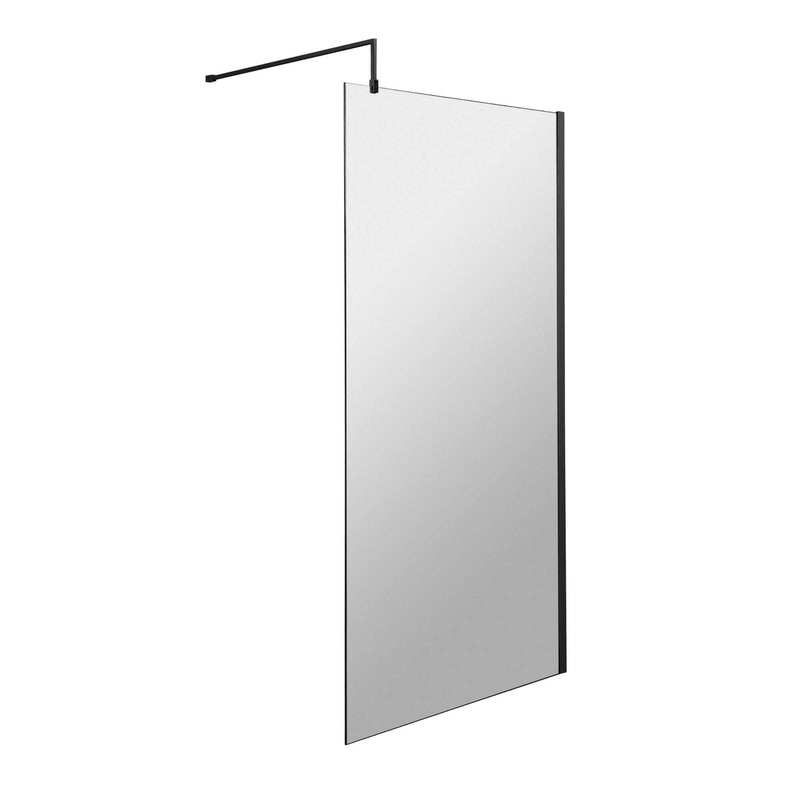 Vista 8mm Matt Black Walk In Shower Screen With Support Arm
