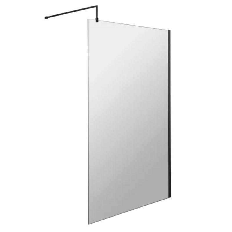 Vista 8mm Matt Black 1950mm Walk-In Shower Screen With Easy Clean Glass - 1100mm