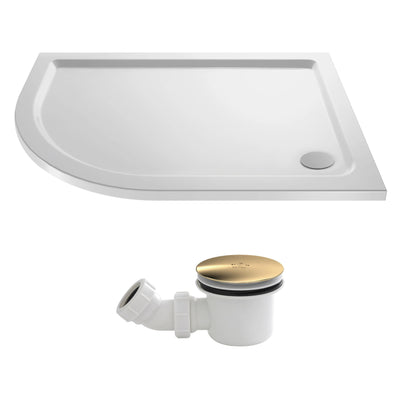 Stone Resin 40mm Offset Quadrant Shower Tray & Waste 900 x 800mm Left Hand