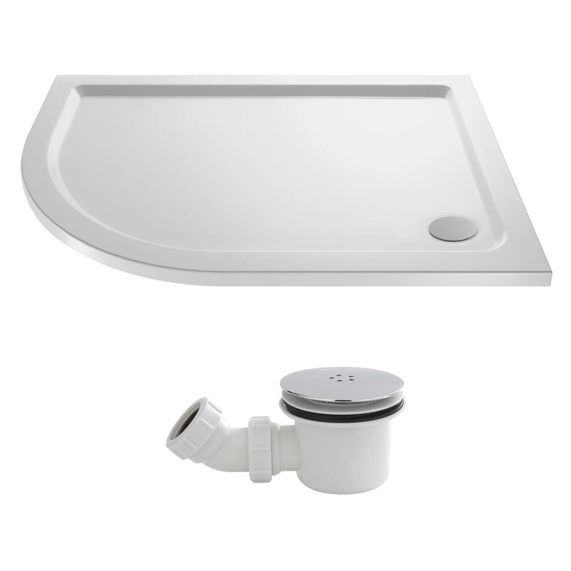 Stone Resin 40mm Offset Quadrant Shower Tray & Waste 900 x 800mm Left Hand