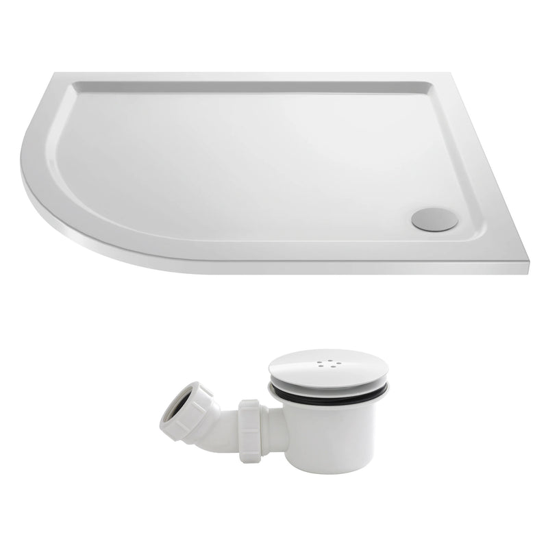 Stone Resin 40mm Offset Quadrant Shower Tray & Waste 1200 x 800mm Left Hand