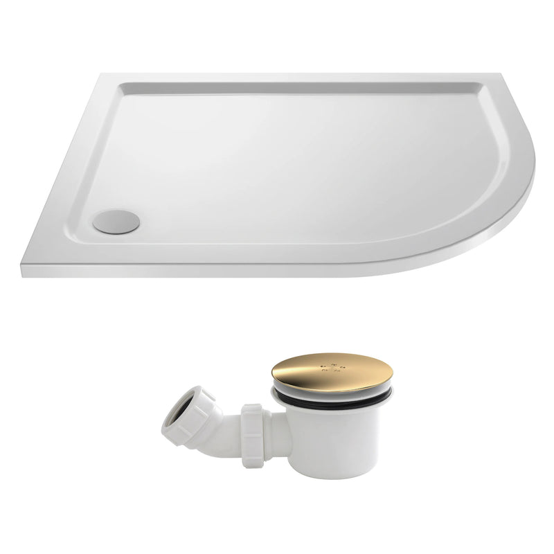 Stone Resin 40mm Offset Quadrant Shower Tray & Waste 1000 x 900mm Right Hand