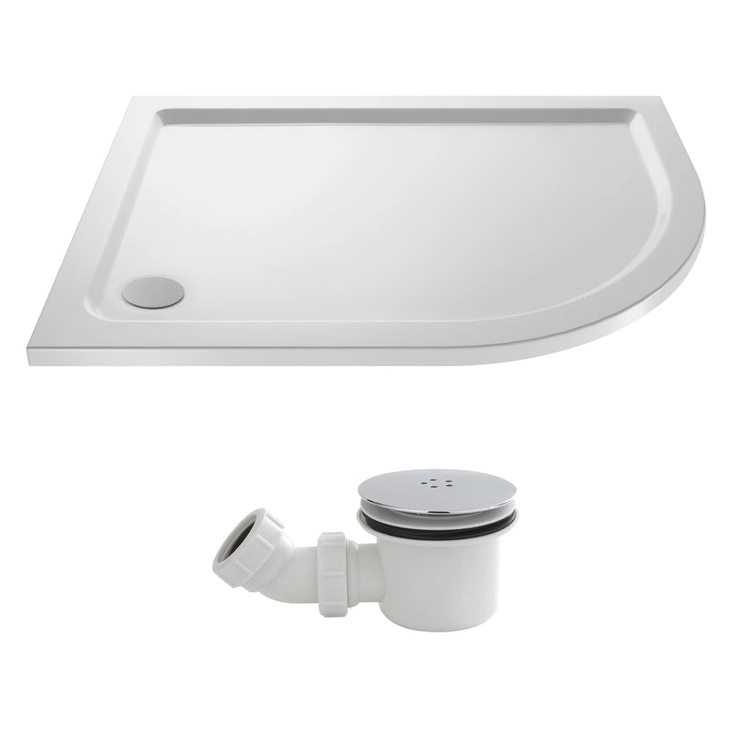 Stone Resin 40mm Offset Quadrant Shower Tray & Waste 1000 x 900mm Right Hand
