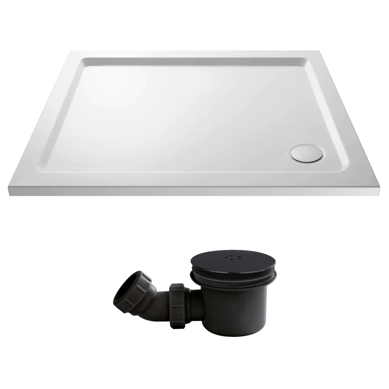Stone Resin 40mm Rectangular Shower Tray & Waste 900 x 800mm