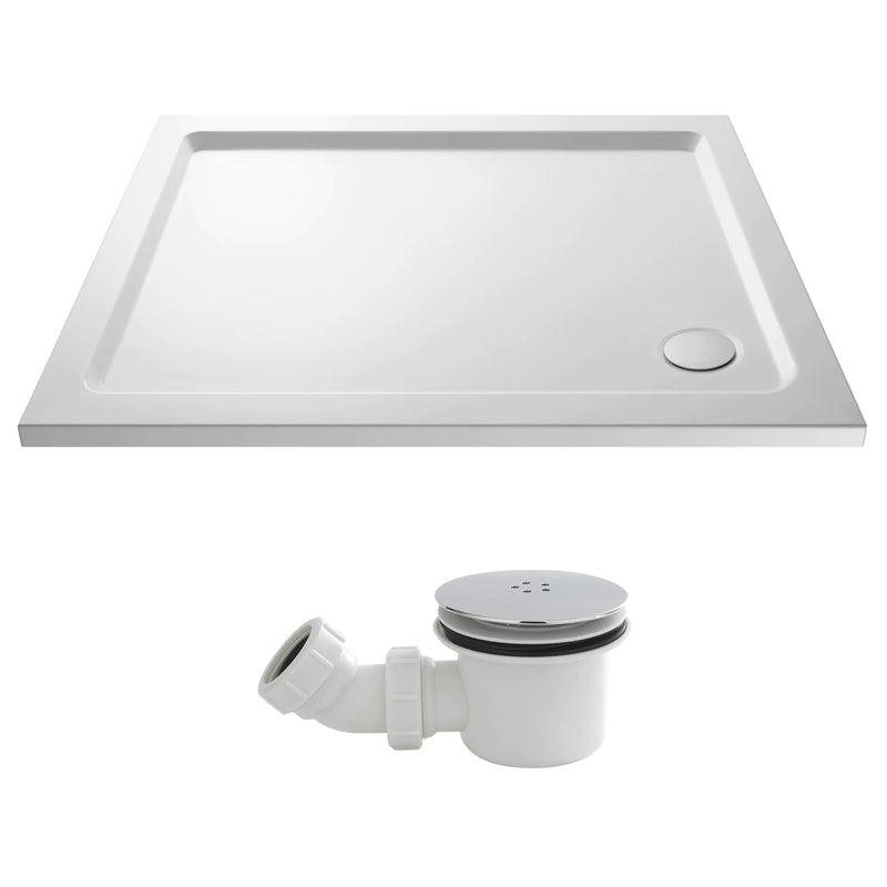 Stone Resin 40mm Rectangular Shower Tray & Waste 900 x 800mm