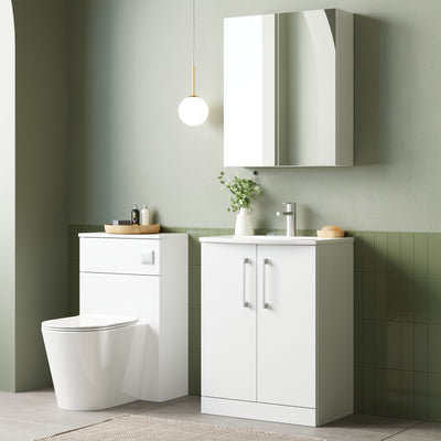 Lana 600mm Floorstanding 2 Door Vanity Unit & Basin - Gloss White