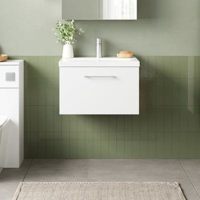 Lana 600mm Wall Hung 1 Drawer Vanity Unit & Basin - Gloss White