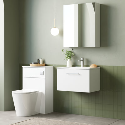 Lana 600mm Wall Hung 1 Drawer Vanity Unit & Basin - Gloss White
