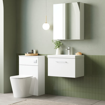 Lana 600mm Wall Hung 1 Drawer Vanity Unit & Basin - Gloss White