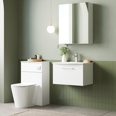 Lana 600mm Wall Hung 1 Drawer Vanity Unit & Basin - Gloss White