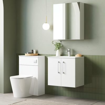 Lana 600mm Wall Hung 2 Door Vanity Unit & Basin - Gloss White