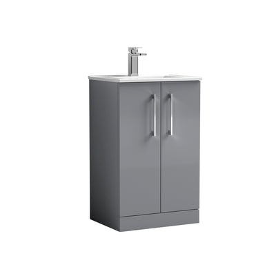 Lana 500mm Floorstanding 2 Door Vanity Unit & Basin - Satin Grey