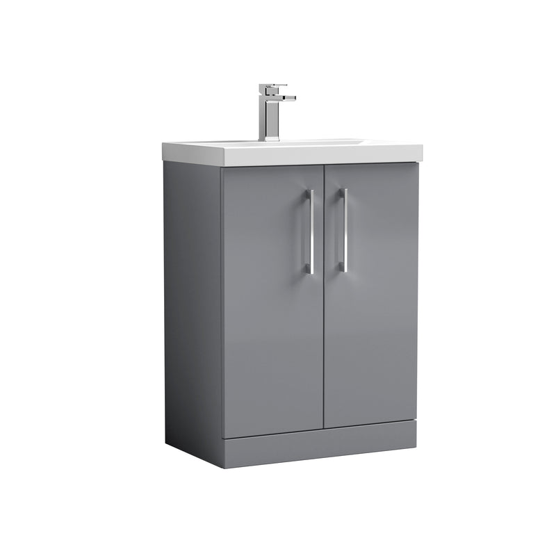 Lana 600mm Floorstanding 2 Door Vanity Unit & Basin - Satin Grey