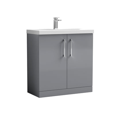Lana 800mm Floor Standing 2 Door Vanity Unit & Basin - Satin Grey