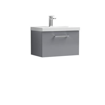 Lana 600mm Wall Hung 1 Drawer Vanity Unit & Basin - Satin Grey