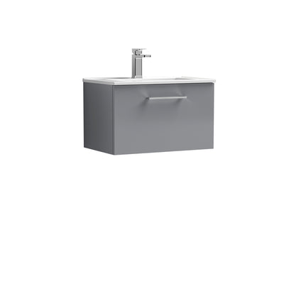 Lana 600mm Wall Hung 1 Drawer Vanity Unit & Basin - Satin Grey