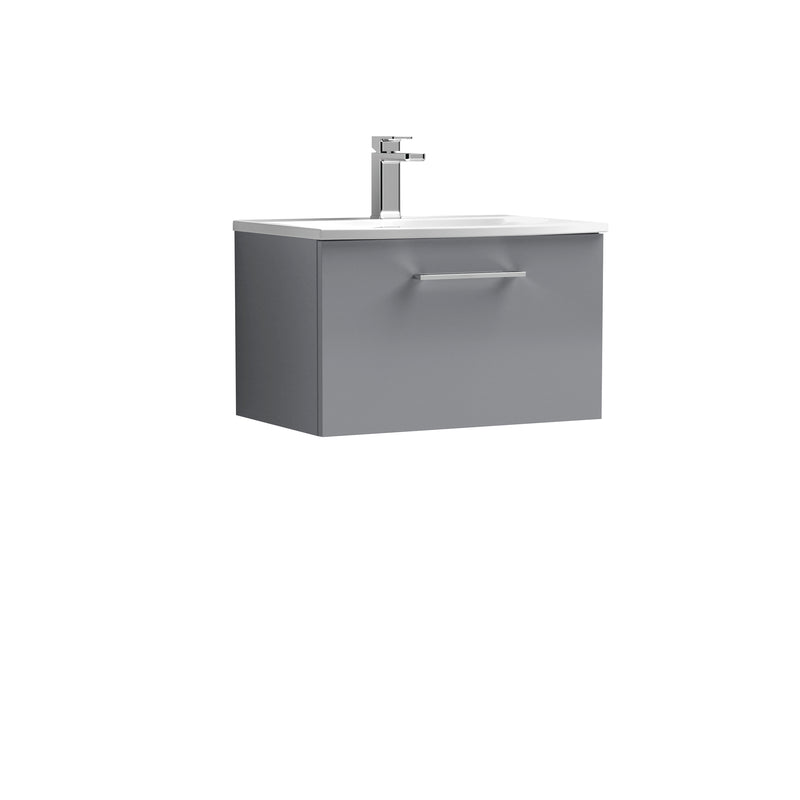Lana 600mm Wall Hung 1 Drawer Vanity Unit & Basin - Satin Grey