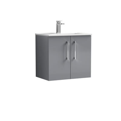 Lana 600mm Wall Hung 2 Door Vanity Unit & Basin - Satin Grey