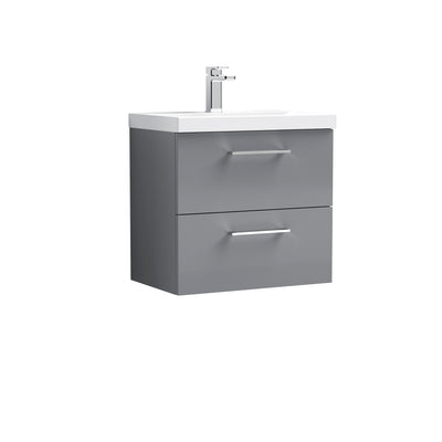 Lana 600mm Wall Hung 2 Drawer Vanity Unit & Basin - Satin Grey