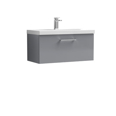 Lana 800mm Wall Hung 1 Drawer Vanity Unit & Basin - Satin Grey