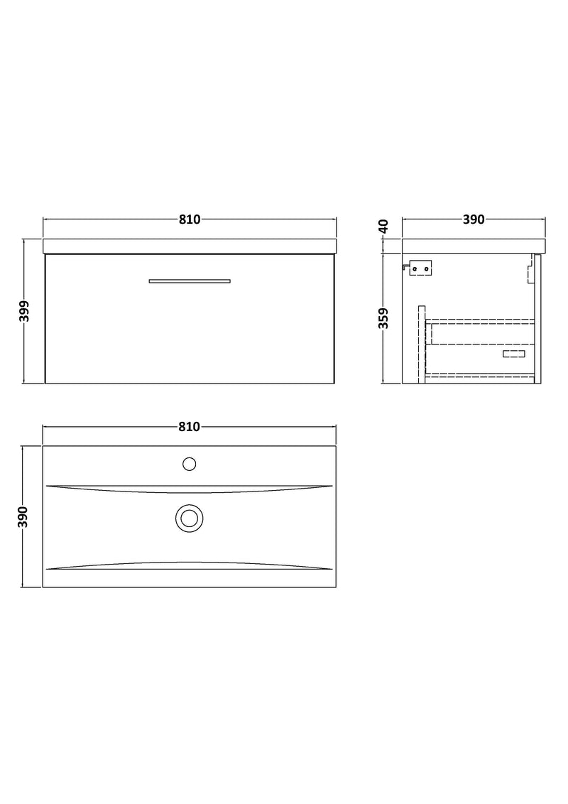 Lana 800mm Wall Hung 1 Drawer Vanity Unit & Basin - Satin Grey