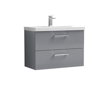 Lana 800mm Wall Hung 2 Drawer Vanity Unit & Basin - Satin Grey