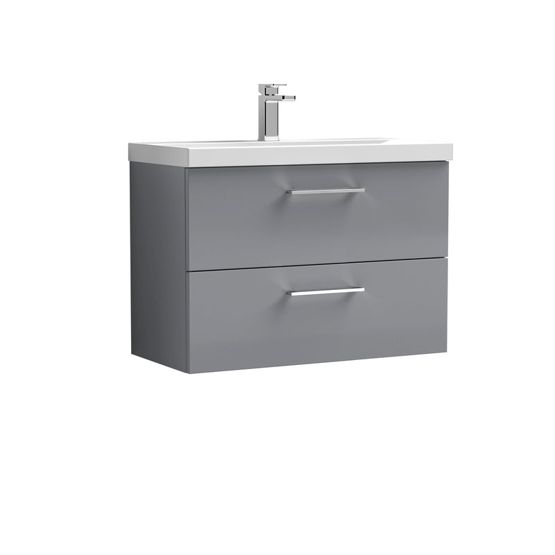 Lana 800mm Wall Hung 2 Drawer Vanity Unit & Basin - Satin Grey