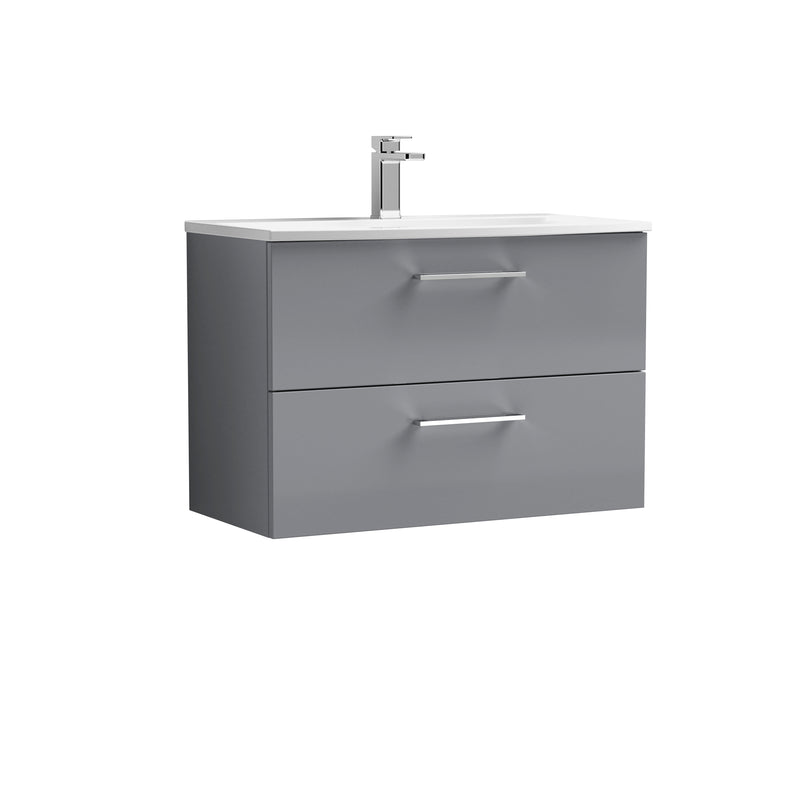 Lana 800mm Wall Hung 2 Drawer Vanity Unit & Basin - Satin Grey