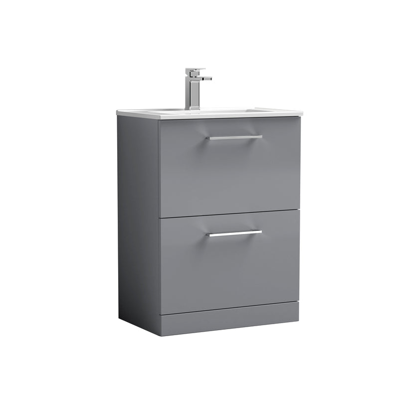 Lana 800mm Floor Standing 2 Drawer Vanity Unit & Basin - Satin Grey