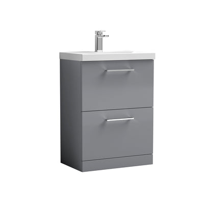Lana 800mm Floor Standing 2 Drawer Vanity Unit & Basin - Satin Grey