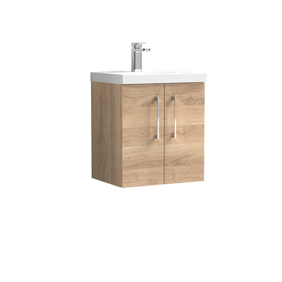 Lana 500mm Wall Hung 2 Door Vanity Unit & Basin - Bleached Oak