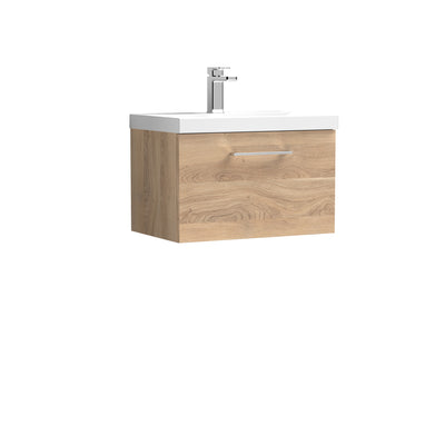 Lana 600mm Wall Hung 1 Drawer Vanity Unit & Basin - Bleached Oak