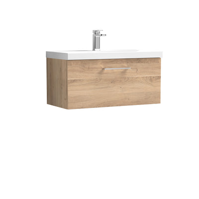 Lana 800mm Wall Hung 1 Drawer Vanity Unit & Basin - Bleached Oak