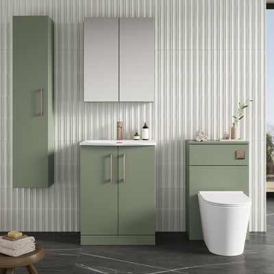 Lana 600mm Floorstanding 2 Door Vanity Unit & Basin - Satin Green