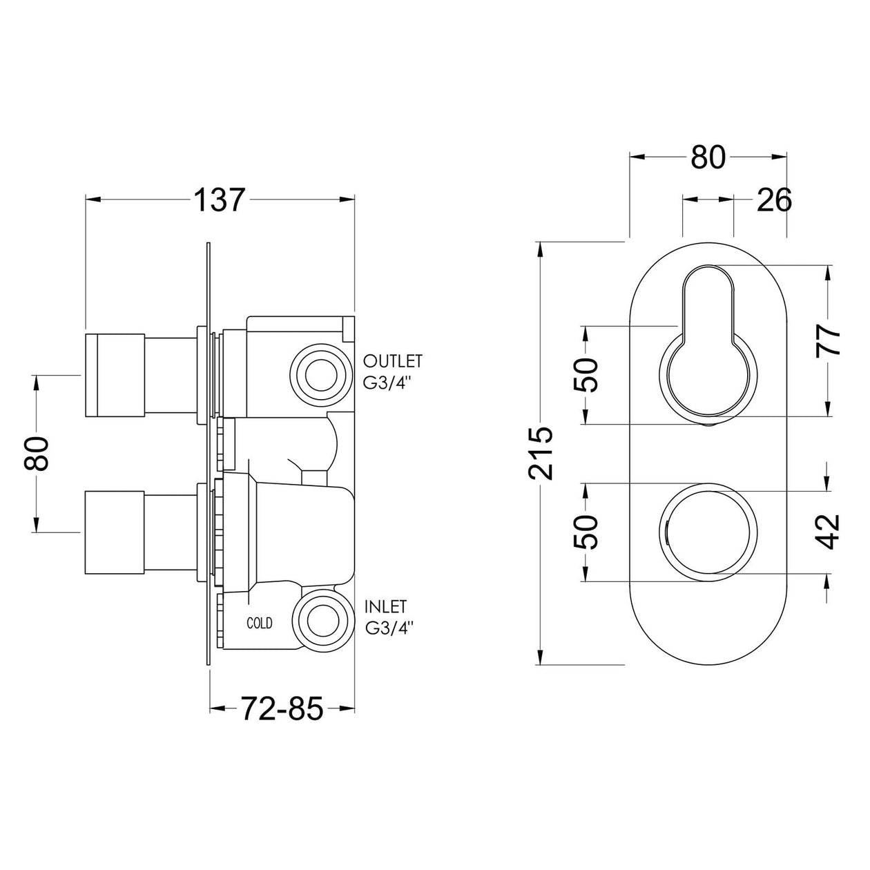 Lana Brushed Brass Concealed Shower Package With Fixed Head & Rail Kit